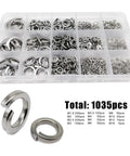 Lock Washer And Gasket Kit 1035 Piece Stainless Steel Spring Split Washers Set M1.6 Through M16 in organizer tray