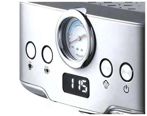 Straight Up Smooth Automatic Coffee Maker With Built In Grinder And Creamy Milk Frother Sleek Black Build pressure gauge and control panel.