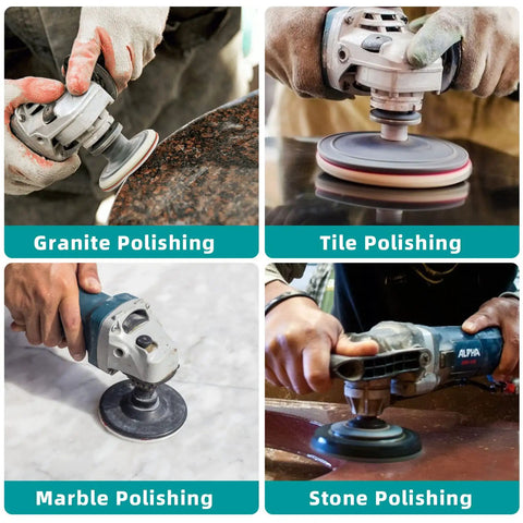 Pro Grade 15 Pack 4 Inch Diamond Polishing Pads Kit With Five Eighths To Eleven Backer Pad And Wool Felt Buffing Pad in use