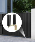 Six Inch Gate Roller Guide For Sliding Gates With L Bracket Universal Adjustable Heavy Duty Sliding Gate Rollers Black Gate Kit For Durable Smooth Operation And Versatile Gate Installation installed on a black gate