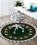 Heavy Duty Round Furniture Pad For Hardwood Floors With Tough As Nails Polyester Cover And Non Skid Base Built For Smooth Gliding Action Around Office Desks Gaming Rooms And Home Spaces, 43.3 inch, green design.