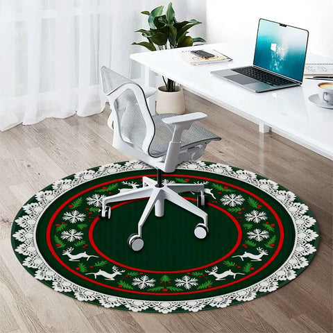 Heavy Duty Round Furniture Pad For Hardwood Floors With Tough As Nails Polyester Cover And Non Skid Base Built For Smooth Gliding Action Around Office Desks Gaming Rooms And Home Spaces, 43.3 inch, green design.