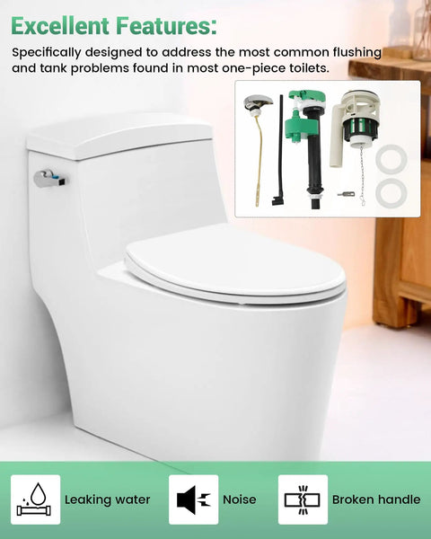 3 Inch Flush Valve Repair Kit For Most One Piece Toilets With Drain Valve And Gasket, shown with components for installation