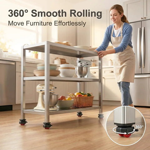 Snap In No Sweat Silent Swivel Caster Wheels For Bedroom Dressers And Kitchen Islands Super Smooth Floor Glide heavy duty wheels on kitchen cart.