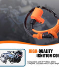 Beefed Up Racing Ignition Coil Spark Plug A7TC CDI Kit For GY6 50cc To 150cc 4 Stroke Engines shown on a gray background