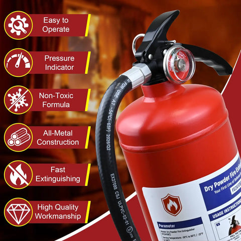 Two Pack 5lb Abc Dry Chemical Fire Extinguishers With Wall Mount, Easy Reach Pull Pin Design, No Sweat Operation For Home Workshop Or Pickup, Solid Backup Security When Heat Turns Up