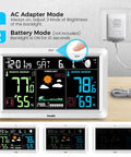 Must Have All In One Weather Console With Atomic Clock and Wireless Indoor Outdoor Monitor, 7.5 inch display, showing temperature and humidity