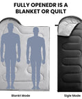 3-4 Season Sleeping Bag For Adults And Kids, Lightweight Camping Gear With Compression Sack, 87 X 29.5 Inches, dark grey unfolded and folded view