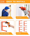 Installation steps for Garage Wall Mounted Lumber Storage Rack For Woodworking Shop Overhead Heavy Duty One Piece Design Keeps Lumber Off The Floor And Neatly Organized Space Saving Solution For A Pair Of Racks.