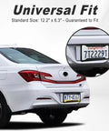 Top Notch Black License Plate Frames Two Pack With Hardcore Stainless Steel Construction And Rock Solid Rattle Free Fit Plus Full Mounting Kit For Street Ready Rides installed on a white car.