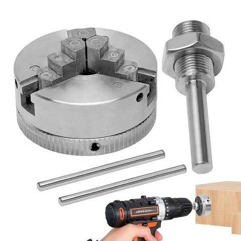Three Jaw Chuck For Wood Lathe With Self Centering System Ideal For Woodworking CNC And Drills compact metal chuck with drill adapter and keys