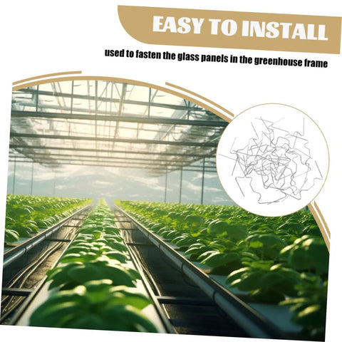 Greenhouse Glass Repair Kit With Stainless Steel Clamps And Wire, 100 Pieces, Easy To Use For Replacing Glass, Quick Fixes, Durable Clips For A Secure, Weatherproof Seal And Ongoing Greenhouse Maintenance