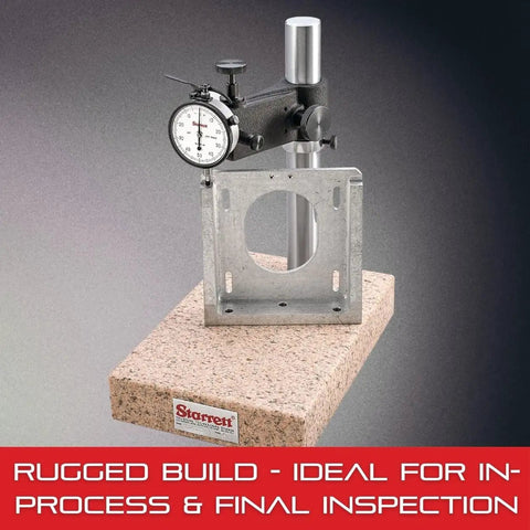 Pink Crystal Granite Base Comparator Stand without indicator, 9.25 inch capacity, 8x12x2 inch base, for precision workholding.