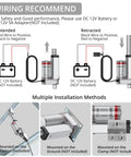 Wiring guide for Heavy Duty 12V DC Electric Linear Actuator, showing connections for extended and retracted positions for DIY projects.