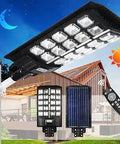 1200W Solar Street Lights Outdoor Waterproof Pole Light With Motion Sensor Remote Control Dusk To Dawn High Bright LED Flood