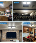 Lit 12V LED RV Ceiling Light Double Dome Fixture 1100 Lumen with On Off Switch in kitchen, bedroom, living room, and dining settings