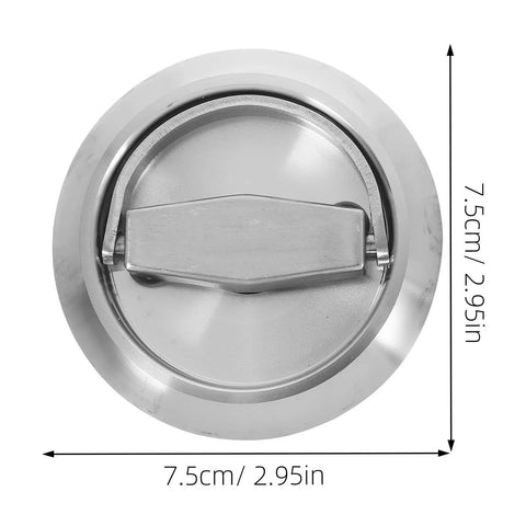 Top view of Hidden Recessed Pull Handles for Sliding Barn Doors, stainless steel, 7.5cm diameter, sleek silver finish