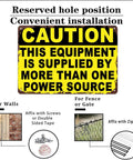 Funny Caution Sign This Equipment Is Supplied By More Than One Power Source 8x12 Inch Aluminum Metal Wall Decor, installation options
