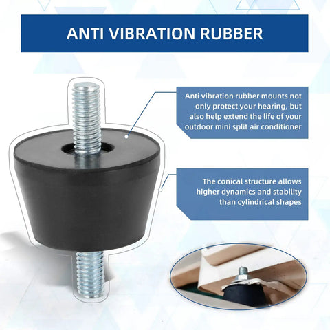 4 Pack M8 Rubber Vibration Isolator Mounts 40x26mm Anti Vibe Shock Absorbers with threaded studs and product details