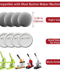 Fresh 200 Set Of 58Mm Button Maker Supplies With Top Shelf Steel Dies with 58mm button backs and compatible press machines.