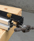 Topnotch Aluminum Extrusion Drill Jig Hassle Free Double Hole Punch Locator for T-slot frames, showcasing its drill setup.