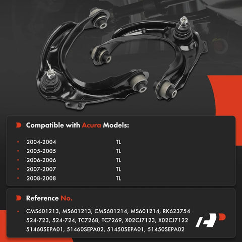 Front Upper Control Arm Pair With Ball Joint And Bushing For Acura TL 2004 2008 Left And Right Direct Fit Replacement
