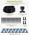 Easy To Use 59-Ft Greenhouse Misting And Drip Irrigation Kit With 1/4-Inch Tubing, Quick Connect Design, components displayed