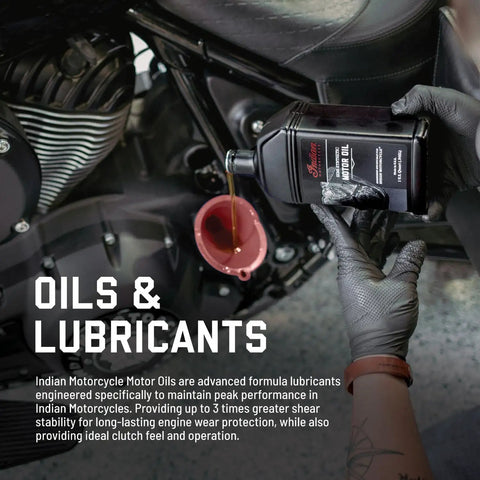 Oil Change Kit For Chieftain Roadmaster Chief Springfield Thunderstroke 111 And 116 Engines with person pouring motor oil