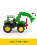 Deluxe 3 Pack John Deere Farm Toy Set With Free Rolling Wheels Tractors Gator And Skid Steer In Collectible Display Box For Kids Ages 3 And Up Authentic Licensed Die Cast Details Totally Fun featuring a die-cast John Deere tractor with lifting front loader