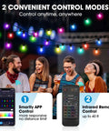 Outdoor 50 Foot RGB LED Christmas Lights IP65 Waterproof Color Changing String Lights for patio party with app and remote