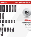 Three Eighth Inch Drive Impact Socket Set With Sixty Seven Piece Metric And SAE Six Point CR V Steel Sockets displayed.