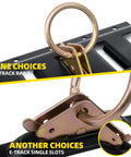 Heavy Duty 10 Piece E Track Tie Down O Ring Set For E Track Rails And Single Slot Systems Great For Trucks Trailers Boats Vans And More Easy To Install And Reposition Cargo Securement. Steel O-ring on E-track rail and single slot system