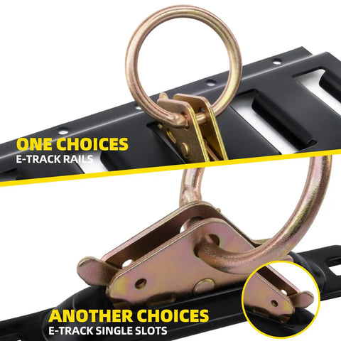 Heavy Duty 10 Piece E Track Tie Down O Ring Set For E Track Rails And Single Slot Systems Great For Trucks Trailers Boats Vans And More Easy To Install And Reposition Cargo Securement. Steel O-ring on E-track rail and single slot system