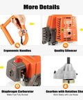 Powerful Gas Powered Earth Auger Post Hole Digger 63cc 3HP 2 Stroke With 11 Inch Bit showing handles, silencer, carburetor, gear box
