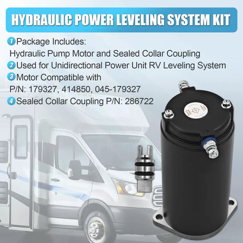 Replacement Hydraulic Pump Motor For Unidirectional RV Leveling Power Units Heavy Duty Build 7.5 Inch Height With Manual Drive