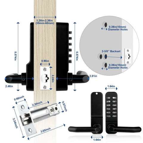 Keyless Entry Door Lock With Keypad For Exterior And Interior Doors Waterproof Stainless Steel Deadbolt Handle Lock Details