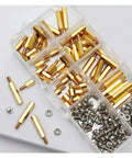 Pro Grade Hex Brass Standoff Kit For M2.5 M3 M4 PCBs And Motherboard Spacing With Male And Female Pillars Bolts Nuts Complete 210 Piece Assortment For Precise Stacking And Durable Builds. Brass hex standoffs and screws in a compartment box