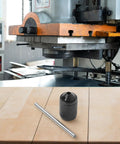 Transfer Center Aligner Punch Set with Hardened Steel Pins for precise hole marking in metalworking DIY projects on a bench.
