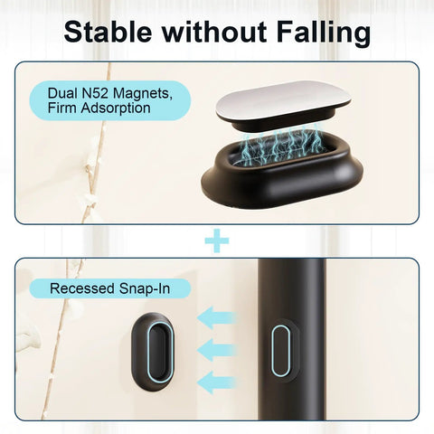 Magnetic Remote Control Holder With Self Adhesive Wall Mount 6 Pack showing dual magnets and snap-in feature.