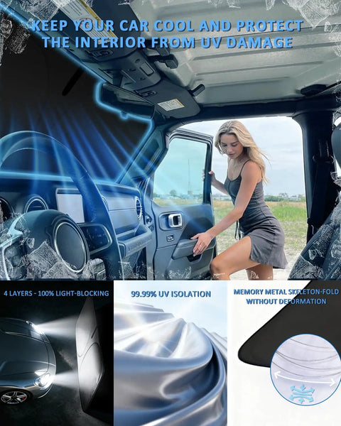 Interior view with Honda CRV Sun Shade Windshield Cover For 2023 2024 2025 2026 Front Window Protection, 4 Layer UV Blocking