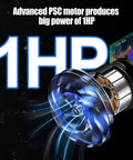 Tough As Nails Submersible Sump Pump Stainless Steel Body 1HP Motor showcasing powerful 1HP PSC motor with blue accents.