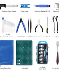 55-piece KuanStore 3D printer tools kit with caliper, blades, cutters, pliers, mat, zip bag, knife set and spatula