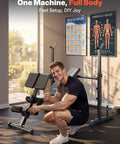 Person assembling All In One Olympic Weight Bench With Roman Chair Preacher Curl And Leg Extension Foldable 1870 Pound Capacity