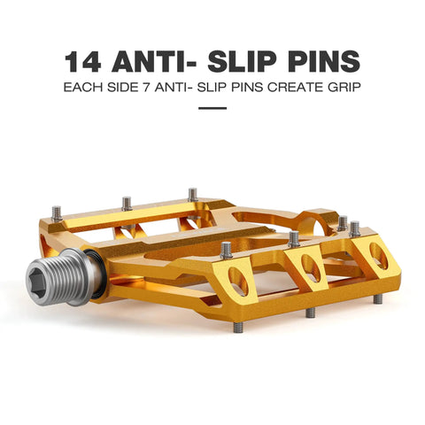 Grippy Non Slip Aluminum Flat Bike Pedals With Big Platform For Road Mountain BMX MTB 9 Sixteenth Inch Spindle Sealed Bearings