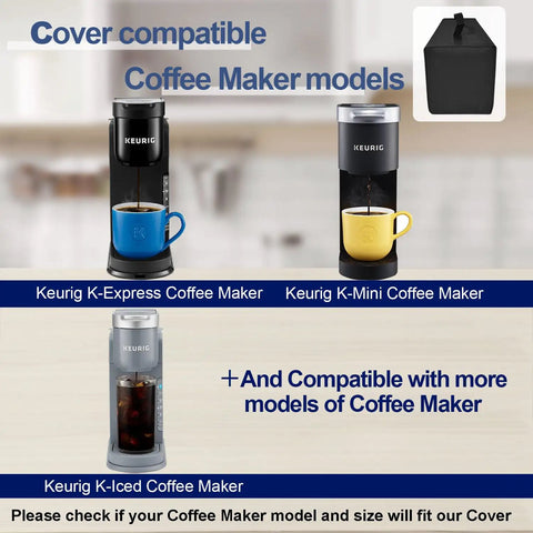 Heavy Duty Waterproof Dust Cover For Single Serve Coffee Makers That Keeps Your K Cup Pod Machine Covered From Dust And Spills Like A Pro 13.4 By 5.5 By 12.2 Inches Black, compatible with various models like Keurig K-Express, K-Mini, K-Iced.