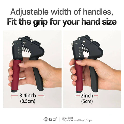 Adjustable Hand Grip Strengthener With Wide Handles, 29 To 99 Lb Resistance, forearm trainer showcasing adjustable width.