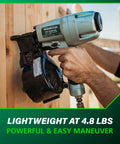 Using Pro Grade Coil Siding Nailer For Sheathing Decking And Fencing With 15 Degree Plastic Collated And 16 Degree Wire Coil Nails.