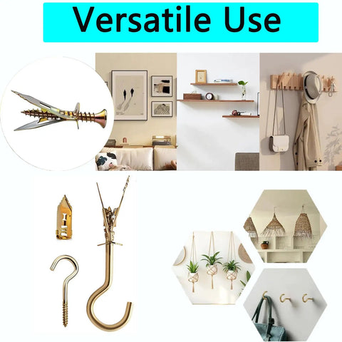 Self Drilling Drywall Anchors And Screws Kit With Zinc Plated Steel For No Drill Mounting used for hanging various items.