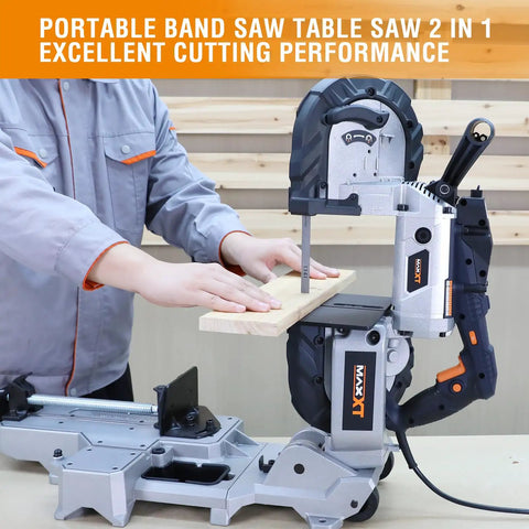 2-In-1 Band Saw With Table Saw Base, 10 Amp Portable Metal And Wood Cutter, Deep 5 Inch Cut, Lightweight Aluminum Body