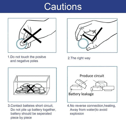 Caution guidelines for Rock Solid AG3 LR41 392 Button Battery use, avoiding leaks and handling safely.